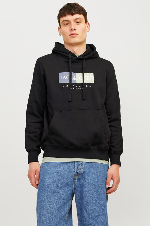 Jack & Jones Moletom com logo e Sweatshirt regular preto