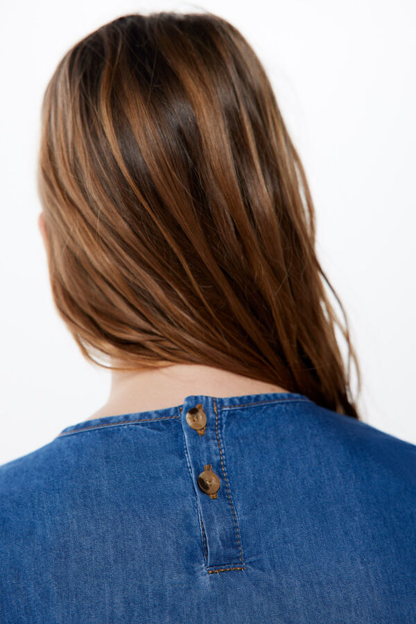 Springfield Kids Vestido denim folhos menina azul