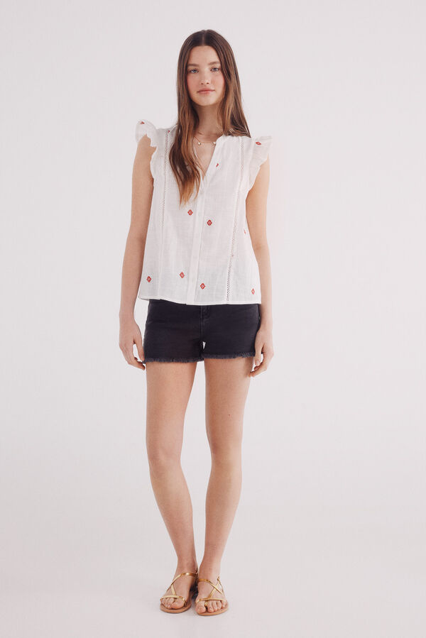 Springfield Blusa bordada geom&eacute;trica bege