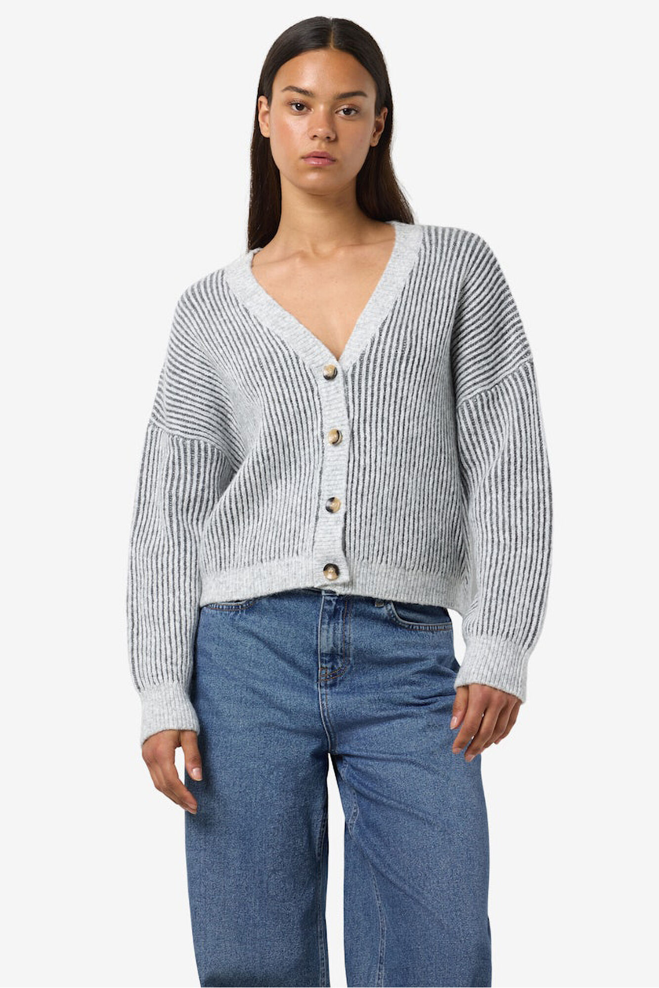 Noisy May Cardigan punto rayas cuello pico