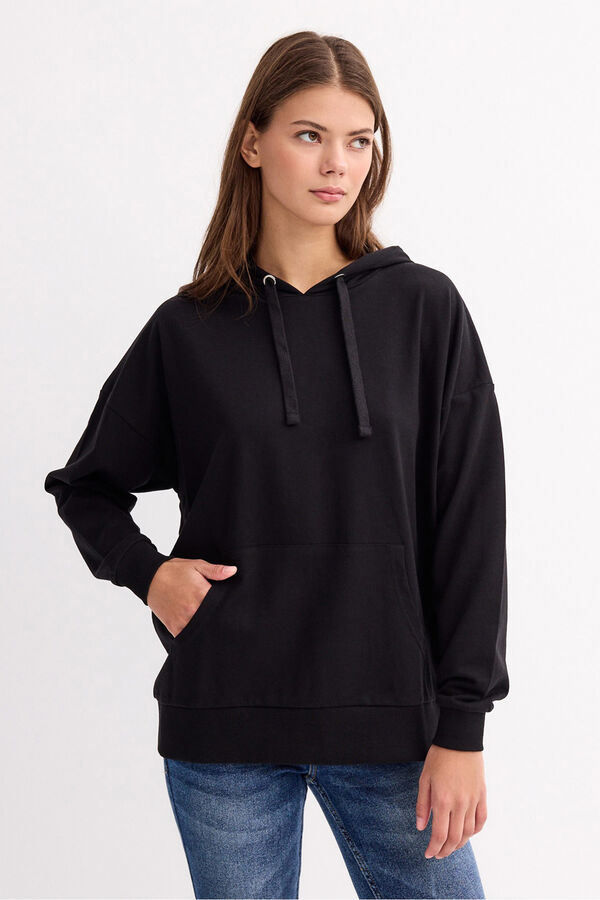 Inside Sweatshirt com bolso canguru e preto