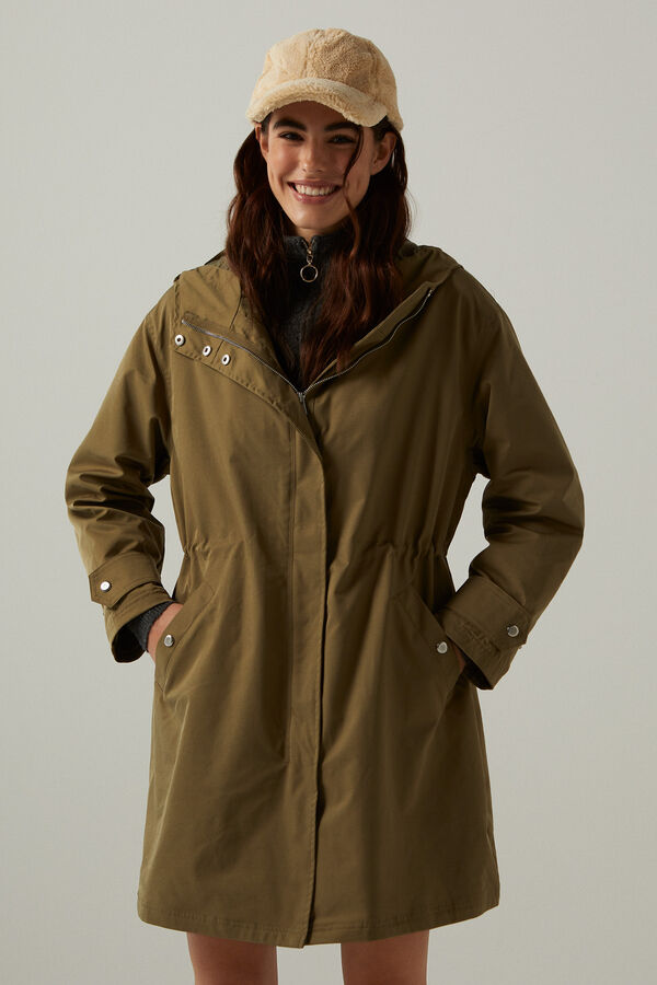 springfield Parka Comprida repelente &agrave; &aacute;gua verde