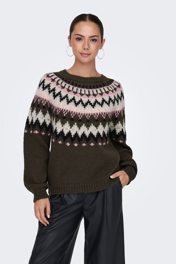 JDY Jersey de punto estampado marr&oacute;n