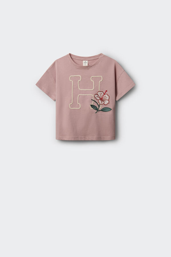 Springfield Kids T-shirt de menina com detalhe de renda rosa