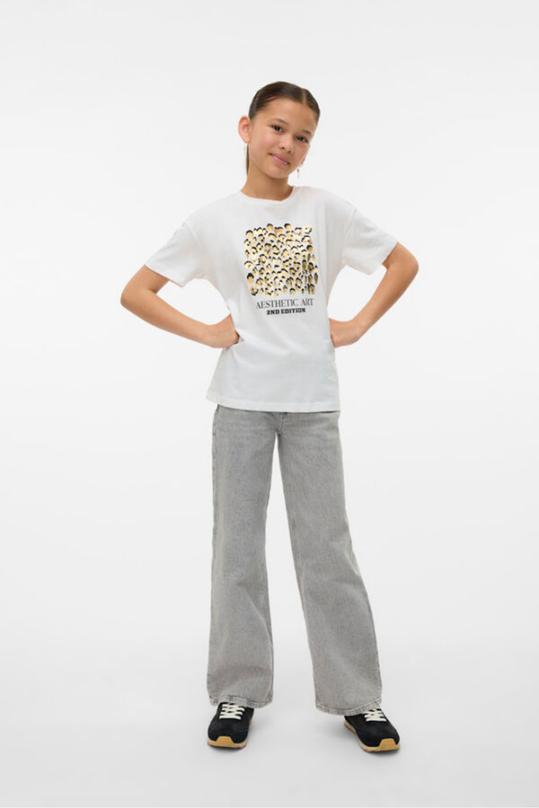 Vero Moda Girl Camisola algod&atilde;o manga curta branco