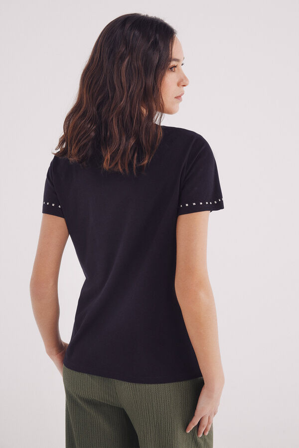 Springfield Camiseta tachas cuello y mangas negro
