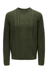 Only & Sons Suéter de malha masculino de regular fit verde