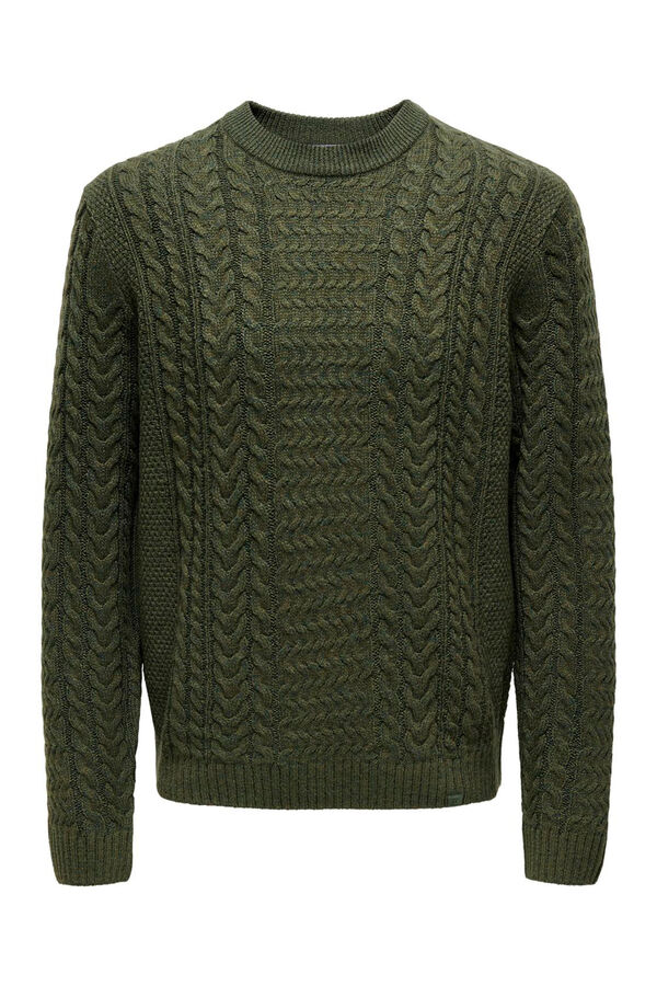 Only & Sons Suéter de malha masculino de regular fit verde