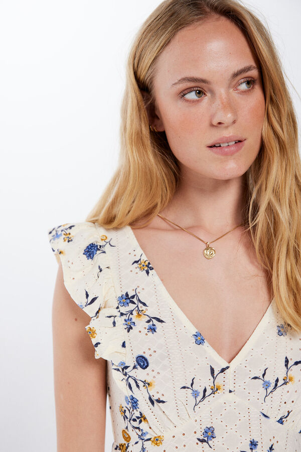 Springfield Vestido Bordado Suizo Estampado estampado