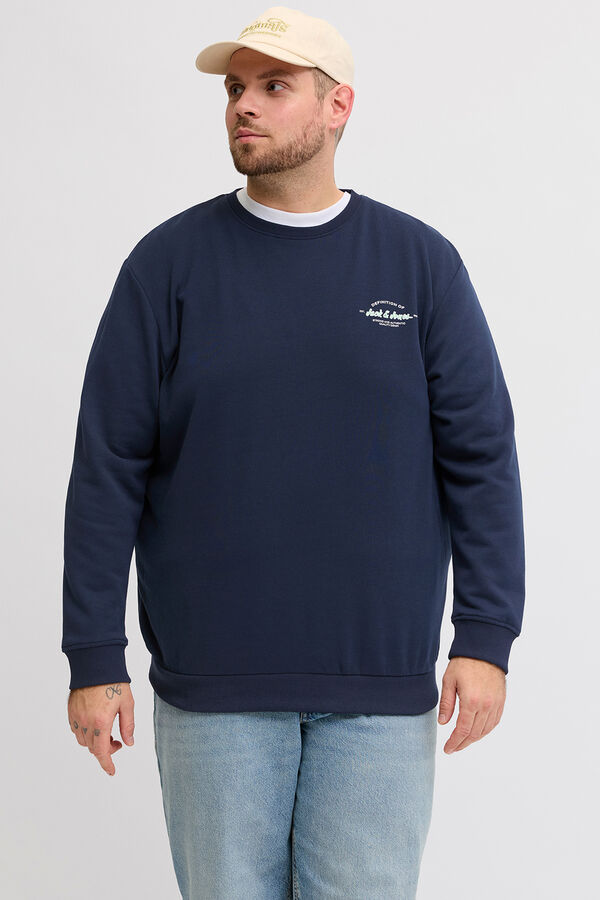 Jack & Jones PLUS Sudadera b&aacute;sica manga larga azul