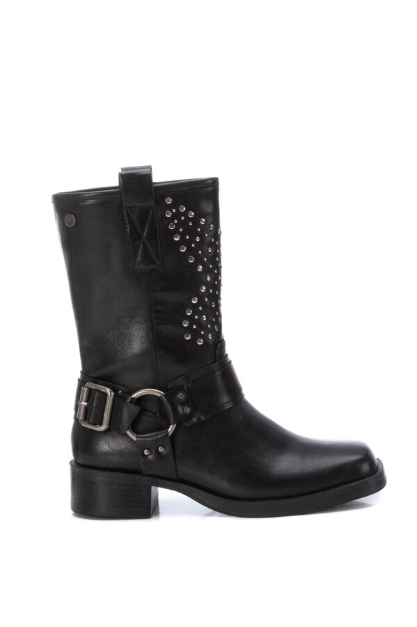 XTI Bota biker com fivela e tachas, forma quadrada preto