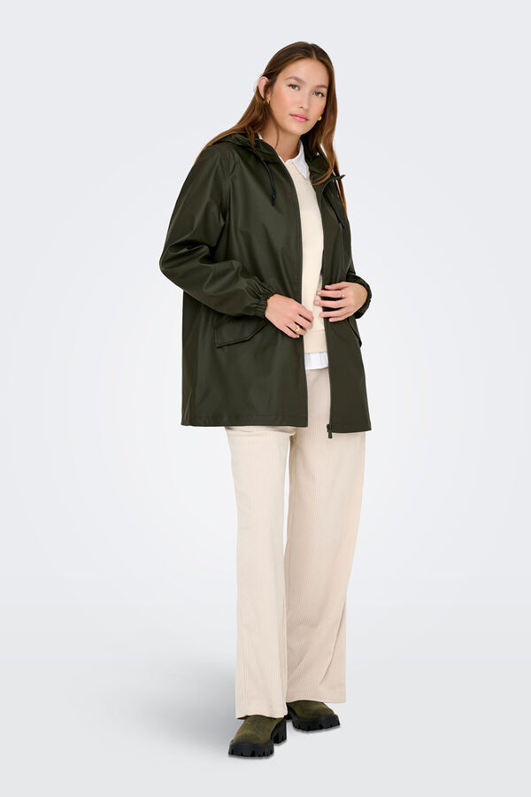 JDY Chubasquero con capucha verde