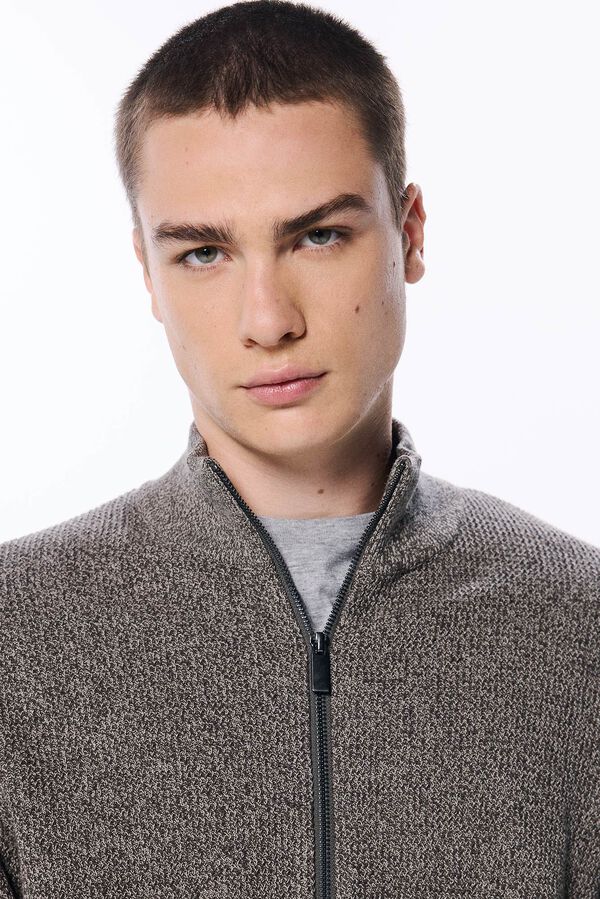 Springfield C&aacute;rdigan estructura cremallera marr&oacute;n