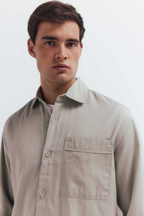 Springfield Sobrecamisa con tencel oversize blanco