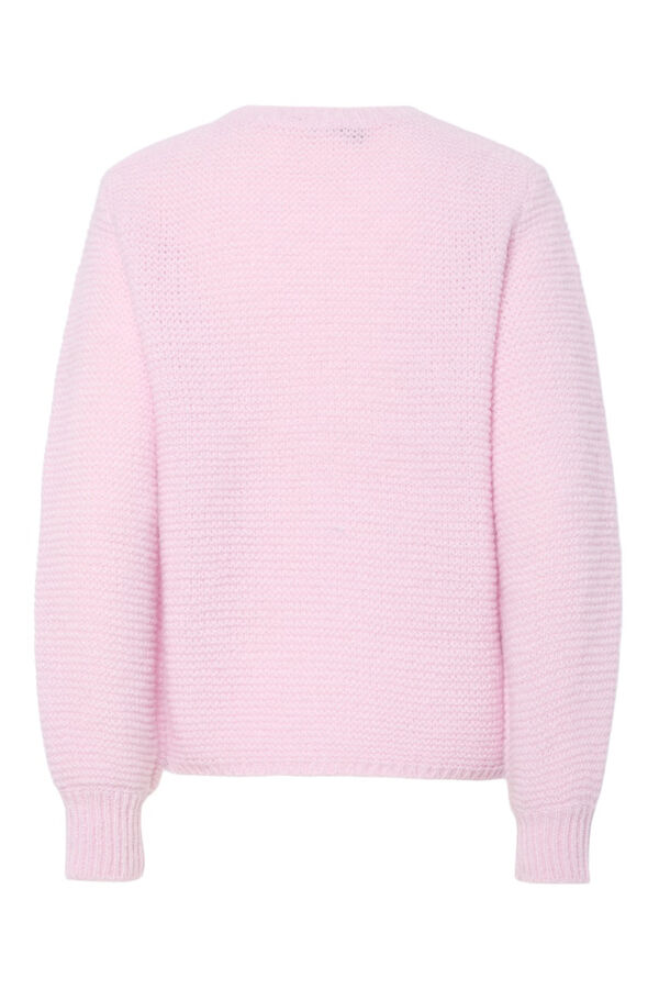 Pieces Camisola gola redonda b&aacute;sica rosa