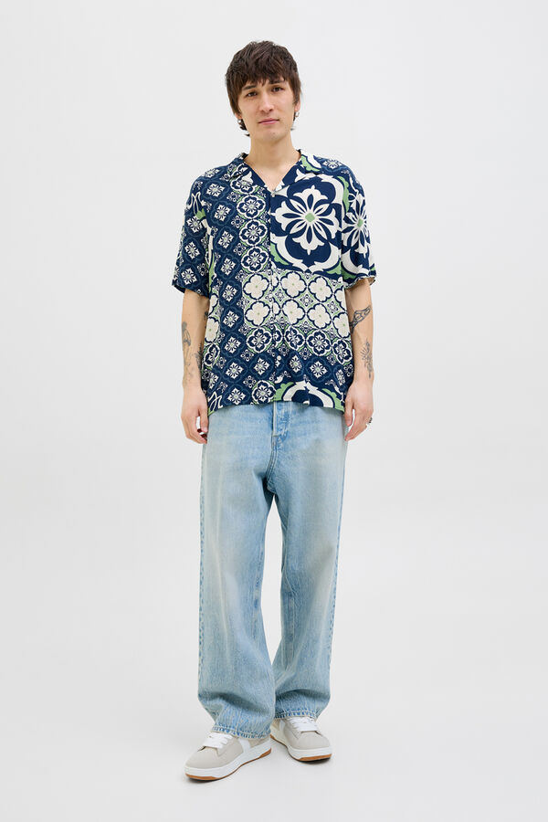 Jack & Jones Camisa relaxed fit estampada beige