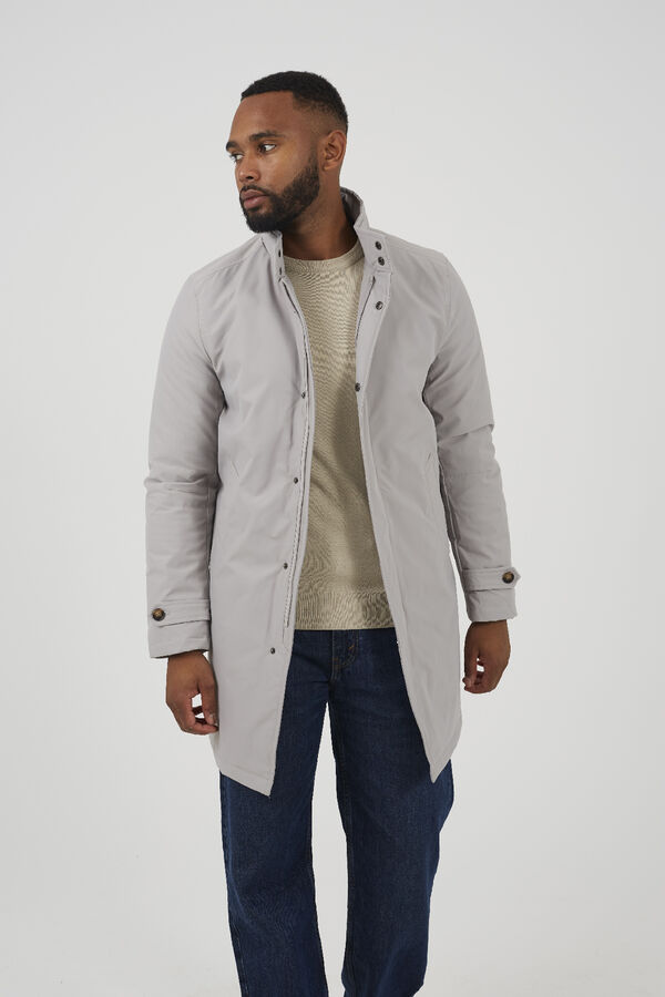 Brave Soul Parka longa com fecho de fecho-&eacute;clair bege