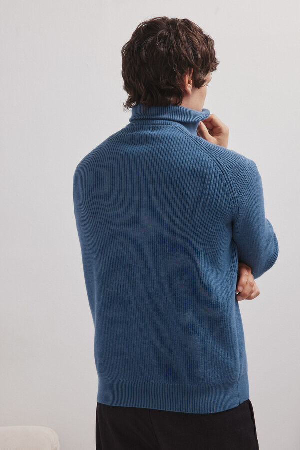 Springfield Camisola moderno com gola na fecho-&eacute;clair azul