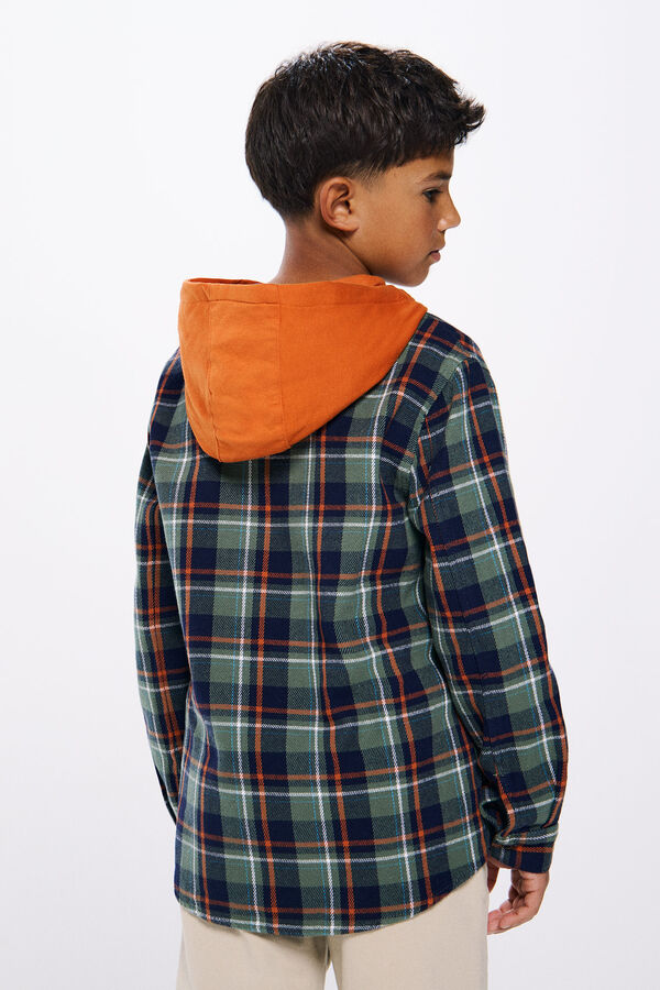 Springfield Kids Camisa cuadros capucha ni&ntilde;o verde