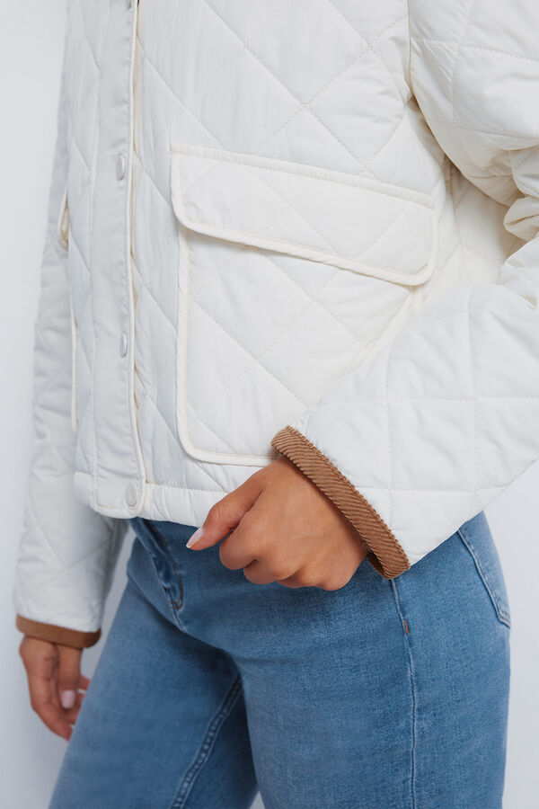 Springfield Casaco curta acolchoada com gola de veludo cotel&ecirc; branco