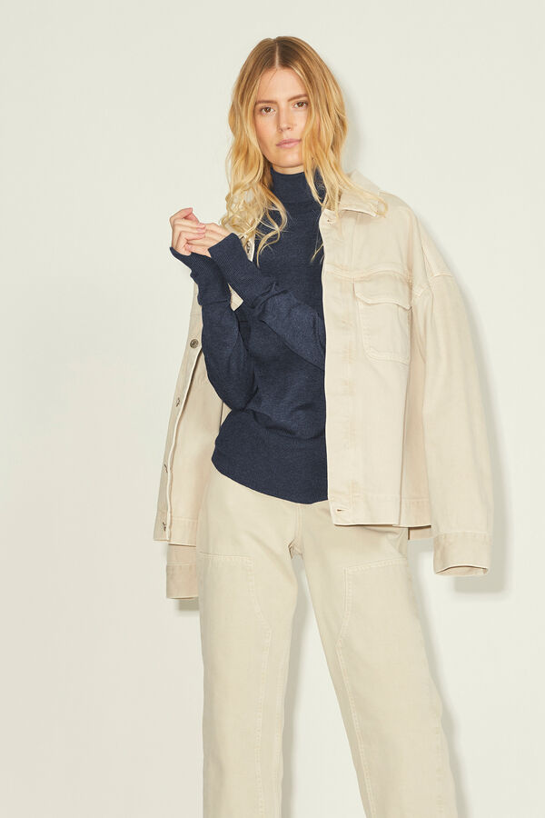 Jack & Jones Jersey punto fino cuello alto azul