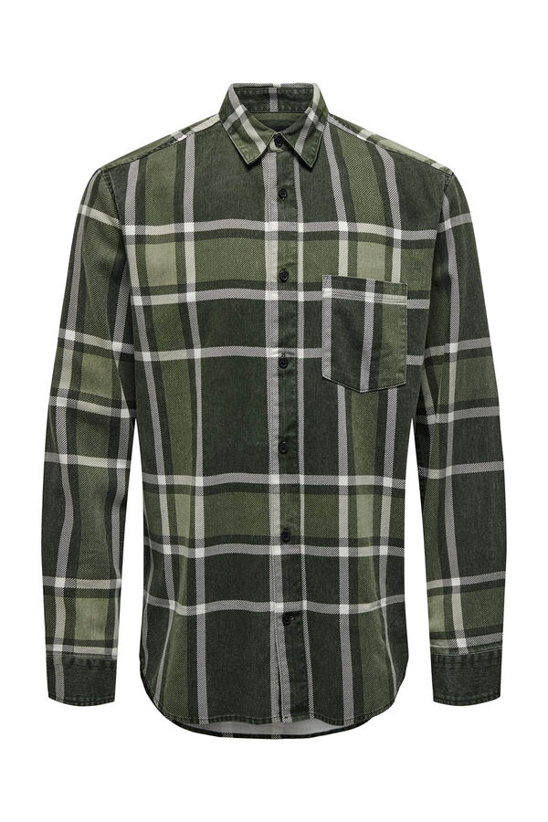 Only & Sons Camisa regular fit quadrados verde