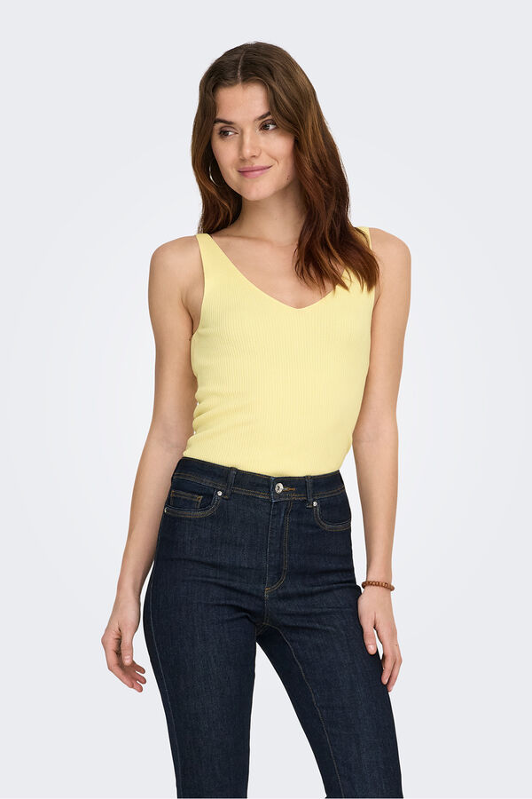 JDY Camiseta tirantes punto amarillo