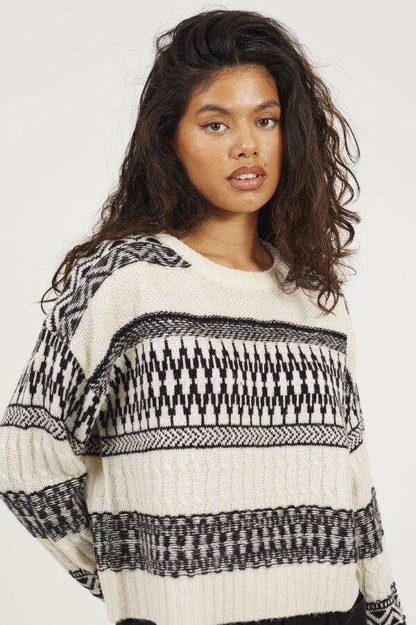 Brave Soul Jersey jacquard oversized beige