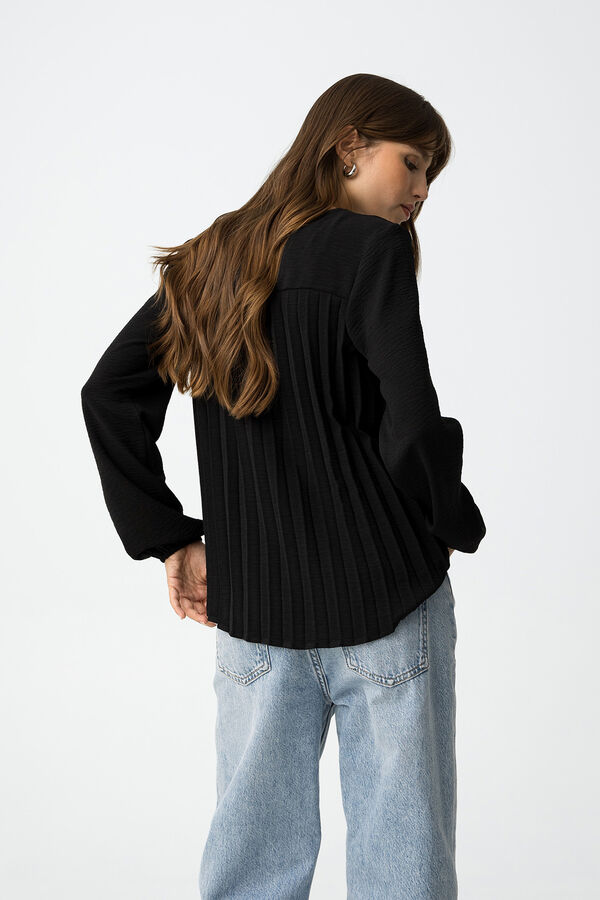 Tiffosi Blusa con espalda plisada negro