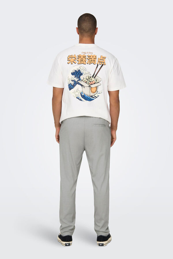 Only & Sons Cal&ccedil;as fluidas bainha ajustada cinzento