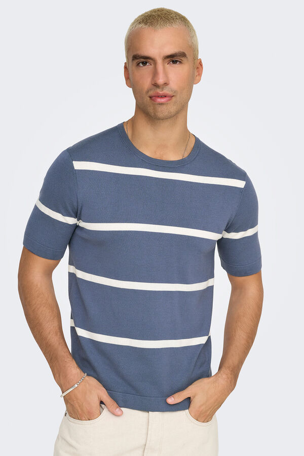 Only & Sons malha masculina de regular fit azul