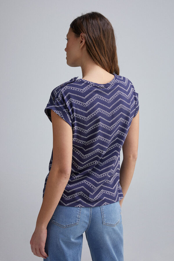 Springfield T-shirt com mangas e bot&otilde;es no ombro azul