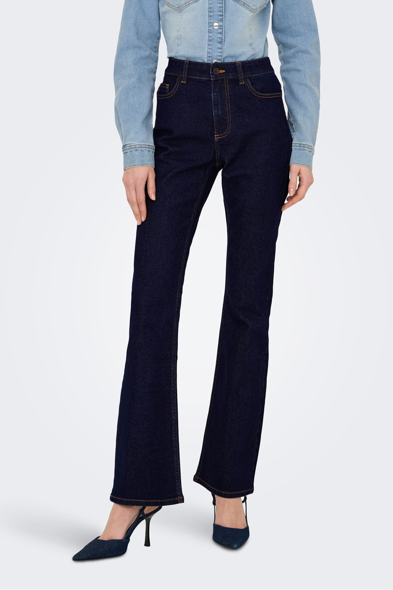 JDY Cal&ccedil;a jeans corte de cintura alta