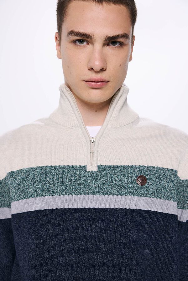 Springfield Su&eacute;ter colorido com fecho-&eacute;clair azul