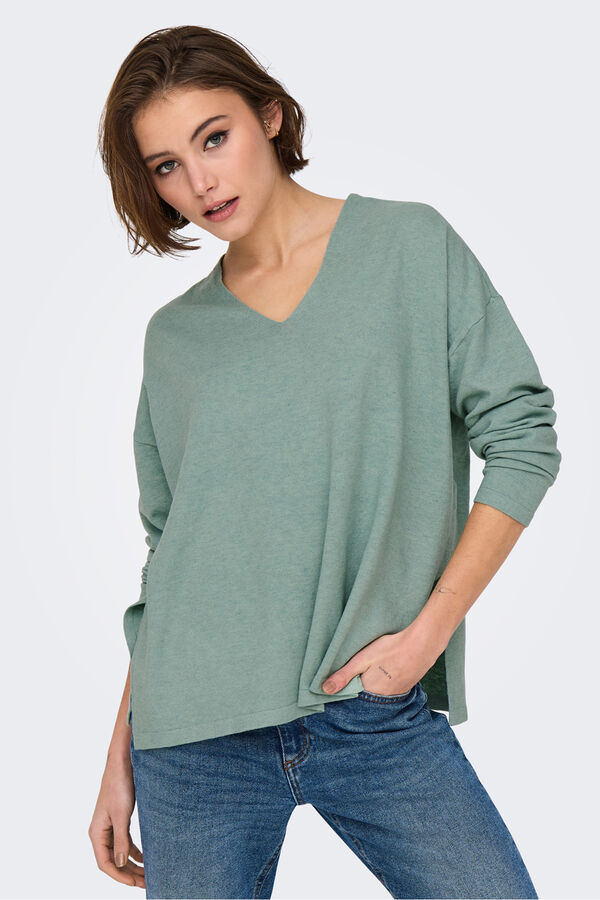 Only Camisola às riscas verde