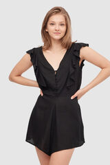 Inside Macacão Curto com Folhos preto