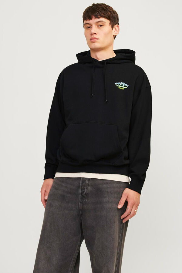 Jack & Jones Sudadera loose fit estampa negro