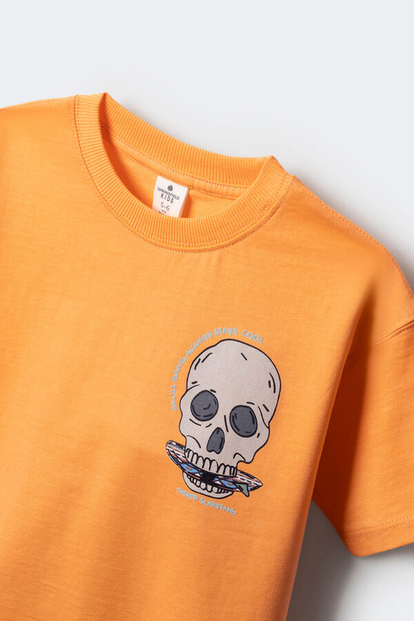 Springfield Kids Camiseta com caveira de menino vermelho