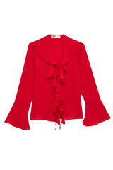 Koton Blusa de chiffon com folhos vermelho