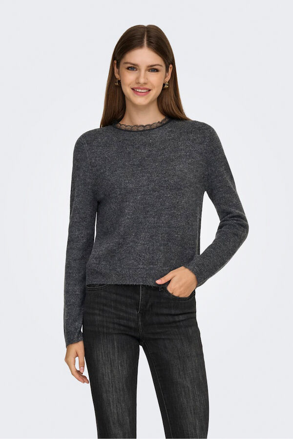 Only Jersey detalle encaje gris