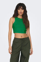Only Top canelado gola halter verde