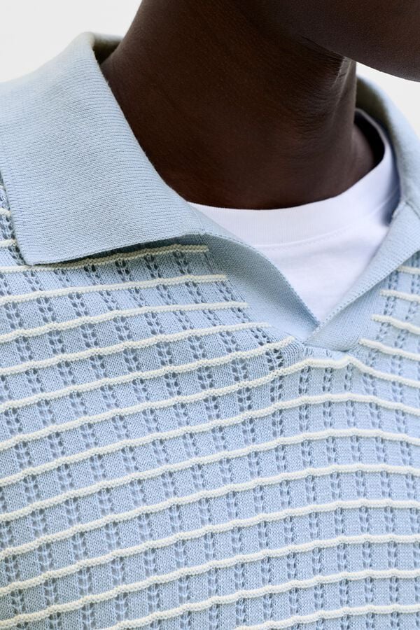 Jack & Jones Polo em malha relaxed fit em algod&atilde;o azul