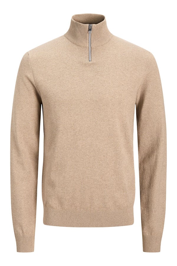 JJ REBEL Jersey cuello cremallera beige
