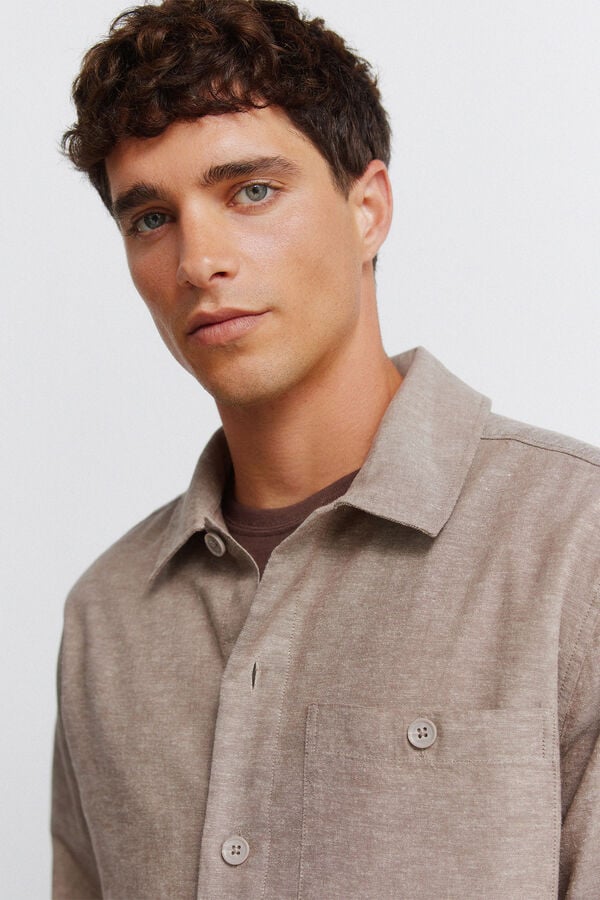 Springfield Sobrecamisa de linho com bolso cru