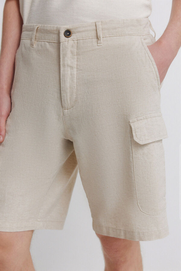 Springfield Bermuna lino cargo comfort fit blanco