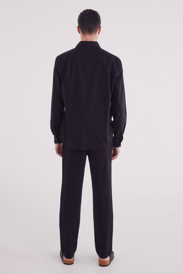 Springfield Pantal&oacute;n chino lino slim fit negro