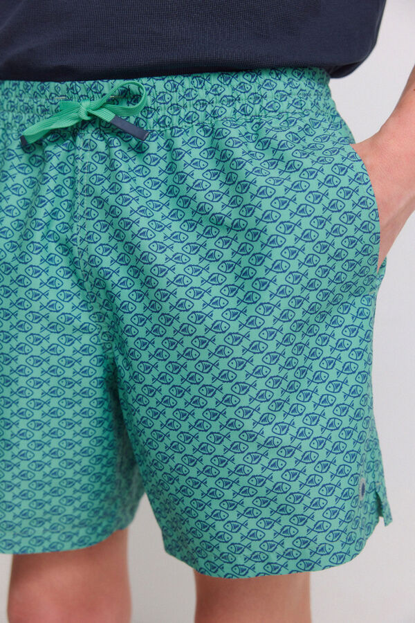 Springfield Fato de banho estampado de peixes verde
