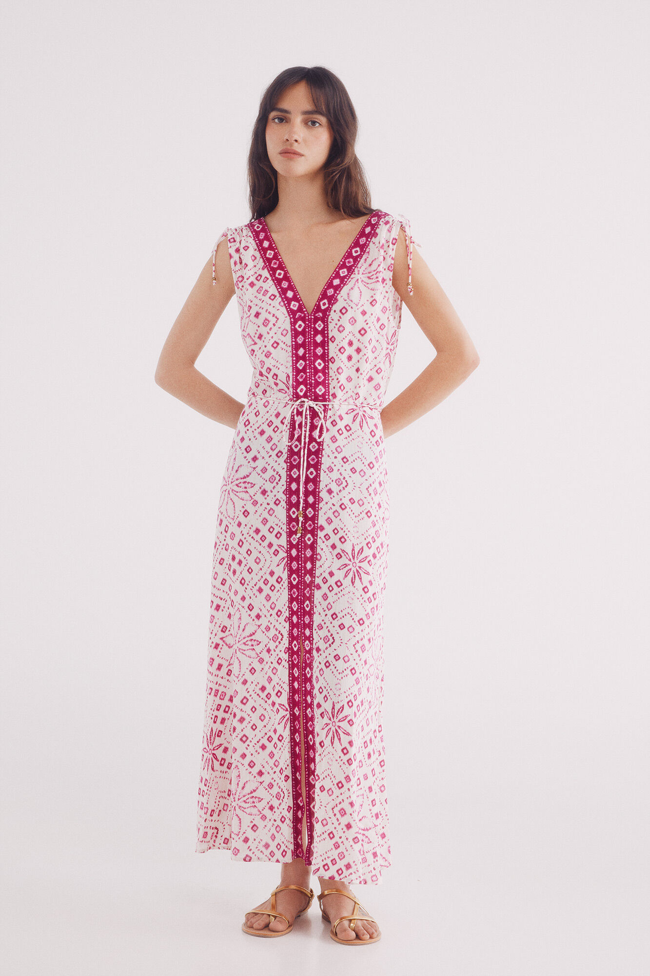 Springfield Vestido midi estampado com barra central