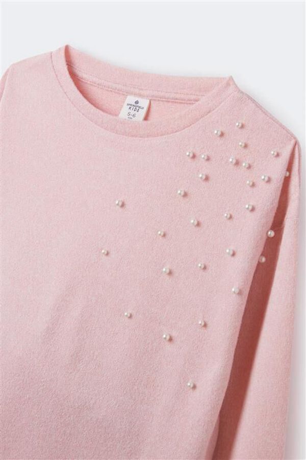 Springfield Kids T-shirt manga comprida menina p&eacute;rolas rosa