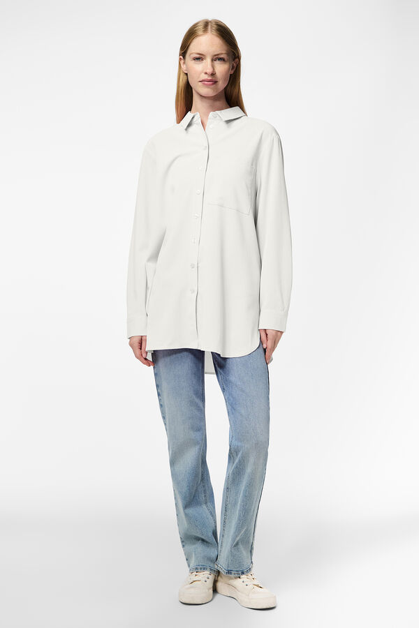 Pieces Camisa longa oversized branco